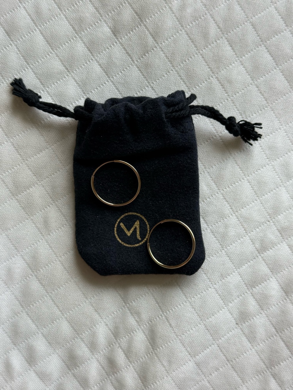 Minimalist Gold Earrings Set with Black Velvet Pouch